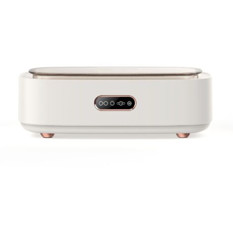 Mini nettoyeur ultrasonique blanc pour bijoux, prothèses dentaires, lunettes et pièces de monnaie