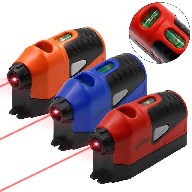 Mini niveau vertical 3 pièces, niveau laser, outil de mesure de ligne horizontale guidé par laser, orange, bleu, rouge