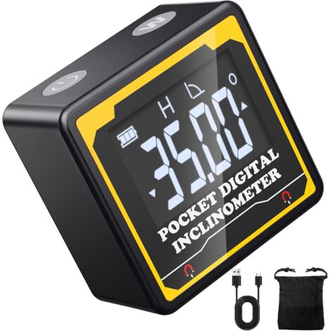 Mini nivel electrónico con pantalla LCD, base magnética, medidor de ángulo digital recargable e impermeable IP54, inclinómetro Bluetooth.