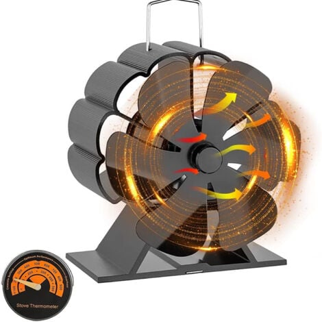 FITAGS Mini-Ofenventilator,Geräuschloser Ventilator für Wärmezirkulation,6-Blatt-Holzbrennerventilator, Holzbrennerventilator