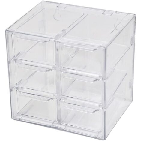 Mini organizador de cajones con compartimentos transparentes para guardar objetos pequeños, joyas, abalorios, herramientas y cosméticos (6 cajones).