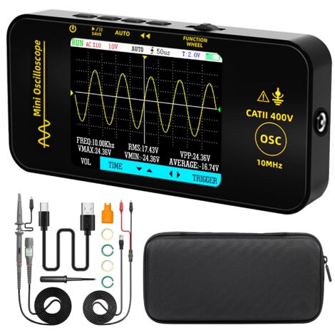 Mini oscilloscopio digitale tascabile, larghezza di banda 10 MHz, frequenza di campionamento 48 MSa/s, oscilloscopio portatile ricaricabile ultrasottile con schermo a colori da 3,2 pollici per elettro