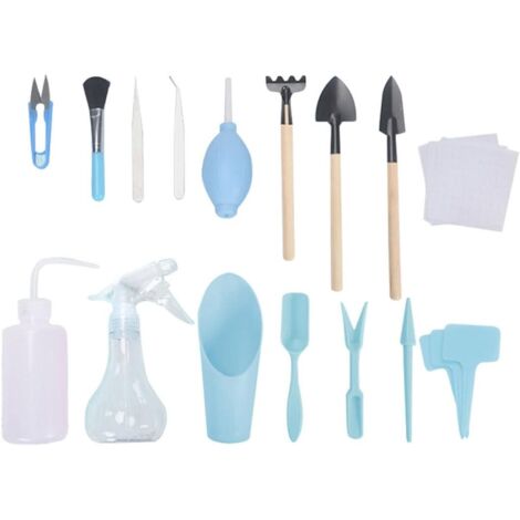 Mini-outil de jardinage ensemble outil de transplantation succulente Kit de jardin succulent outils de transplantation pour les soins de jardin intérieur 16pcs / ensemble (bleu)