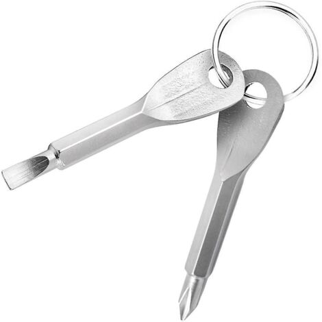 mini Outil De Poche Multifonctionnel (argent, 2 Pices/ensemble), Outil De Jeu De Tournevis Edc Portable D'urgence Extrieur Avec Porte-cls, Cl De T