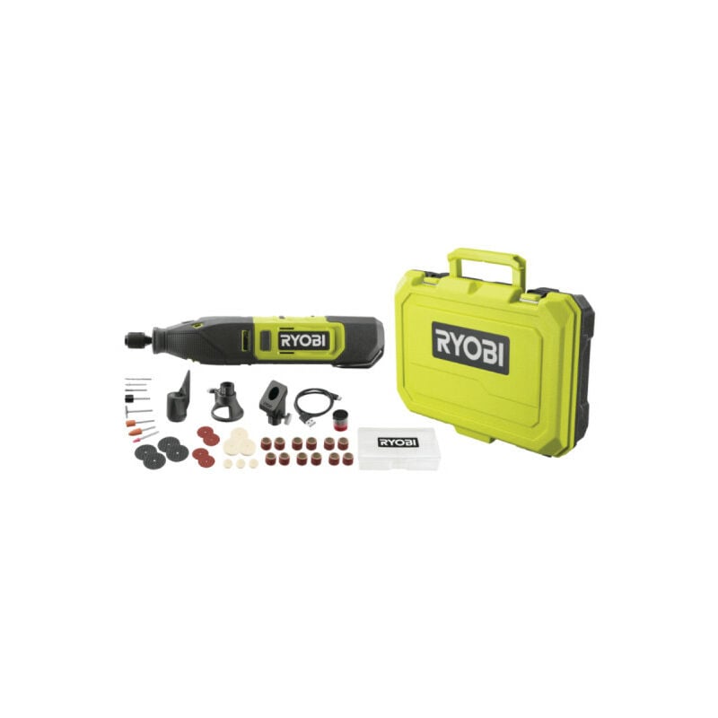 Mini-outil multifonction RRT12-120BA3/35 - 12V - 1 Batterie 2.0Ah - 1 Câble usb c - 35 Accessoires - Ryobi