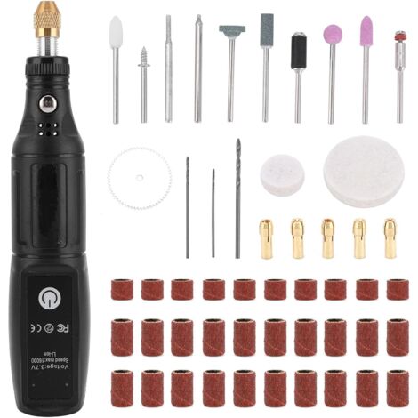 Mini outil rotatif sans fil, mini meuleuse électrique à 5 vitesses de 8000 tr/min 16 000 tr/min, kit d'outils rotatifs avec 40 accessoires, d'angle pour ponçage, polissage, perçage, -