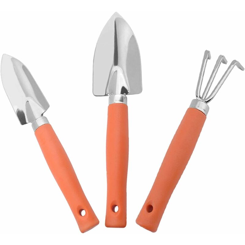 Mini Outils de Jardin Set, 3PCS Mini Outils de Jardinage, Ensemble d'outils pour Plantes de Jardin, Bêche, Pelle et Râteaux, Mini Kit de Jardinage,