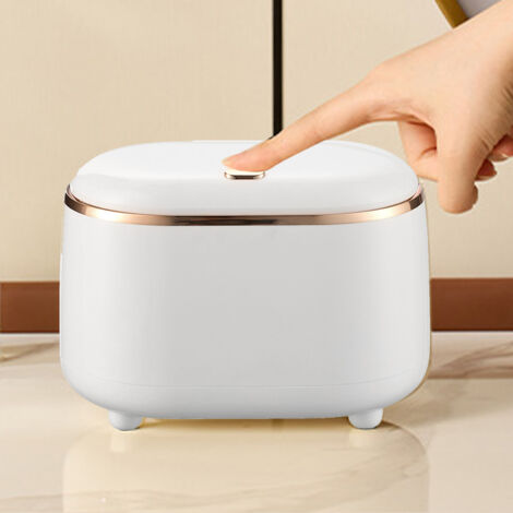 Mini-Oval-Mülleimer aus weißem Kunststoff mit Schnappdeckel für Büro, Zuhause, Küche, Schlafzimmer, Badezimmer