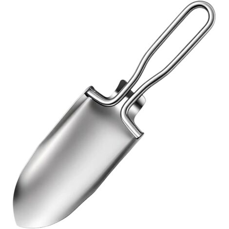 Mini pala in acciaio inox per uso esterno, giardinaggio, piantumazione di piantine di pino, campeggio, con borsa per il trasporto, colore argento.