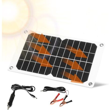 Mini Panneau Solaire 12V 20W Chargeur de Batterie Solaire avec Pinces Crocodiles, Panneau Solaire Portable pour Voitures, énergie Solaire et Projets Scientifiques