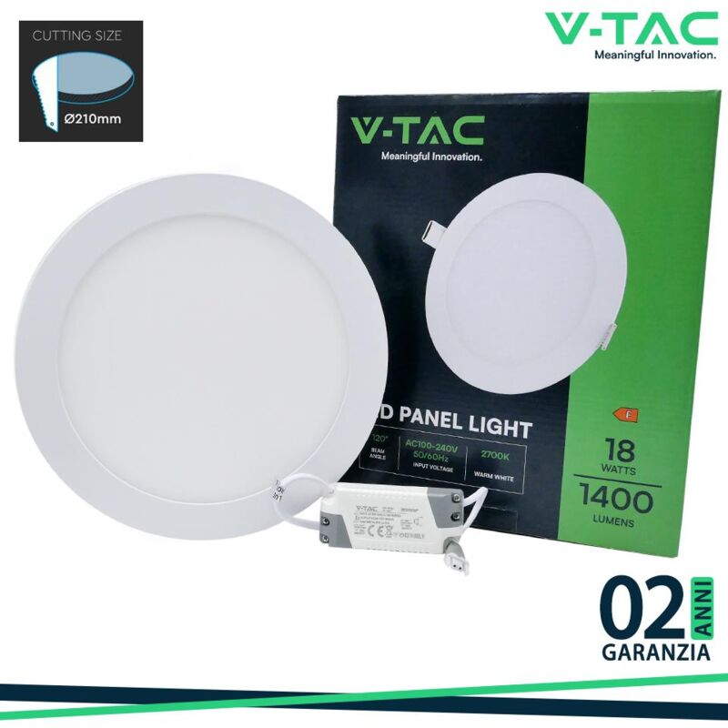 Image of Vtac - v-tac v-tac Pannelli Mini Pannello led 18W Montaggio ad Incasso Rotondo 2700K