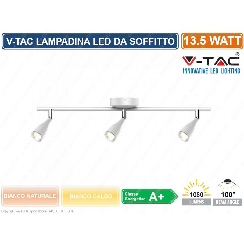 Image of VT-813 lampada da muro wall light led 13,5W colore bianco - sku 8270 / 8272 - Colore Luce: Bianco Naturale - V-tac