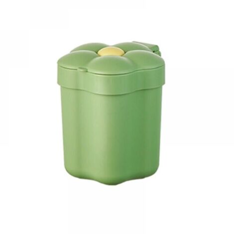 Mini papelera de sobremesa con tapa, bonita papelera portátil, pequeña para dormitorio, oficina y salón (verde)