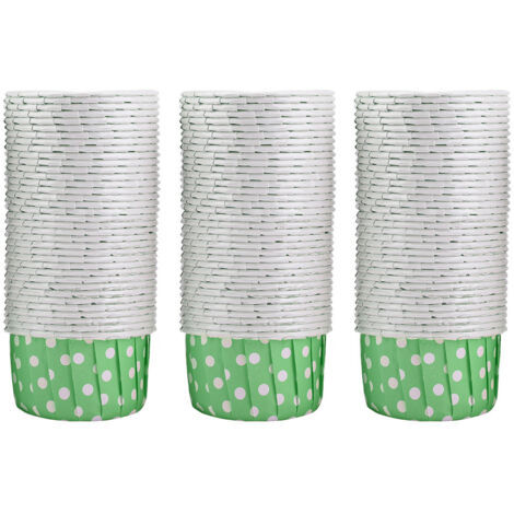 Mini-Papier-Cupcake-Förmchen, 100 Stück, runde Backförmchen, Muffinförmchen, für Zuhause, Hochzeit, Party (grüne Punkte).