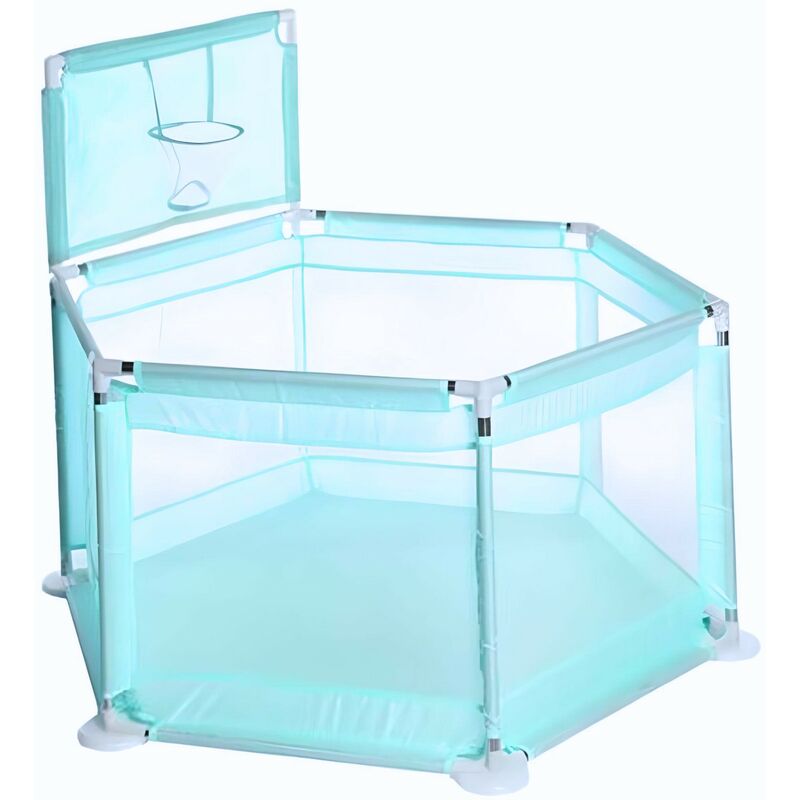 Mini parc de jeux diamètre 150 cm bleu pour bébé avec panier de basket