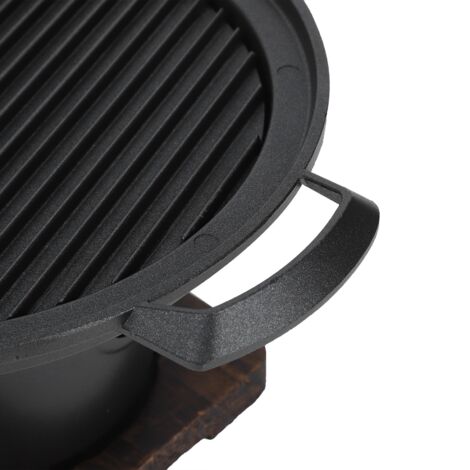 Mini parrilla con ahumador integrado, parrilla de camping sin humo hecha de aluminio y madera, sartén para parrilla, 26 x 21 x 12,5 cm, 800 g, juego de 5 piezas