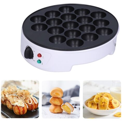 Mini parrilla eléctrica compacta con 18 orificios, portátil, con superficie de cocción antiadherente de ABS blanco.