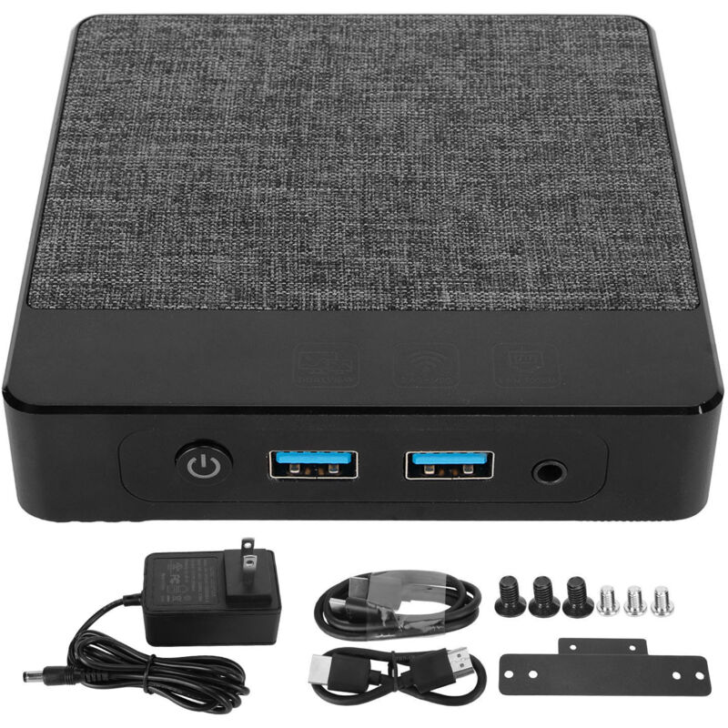 Mini PC Intel N4020 2.8Ghz, 4K 60Hz, WiFi 6, Bluetooth 5.0, Gigabit Ethernet, Windows 11 Pro, 6Go/64Go/128Go, Alimentation 100‑240V