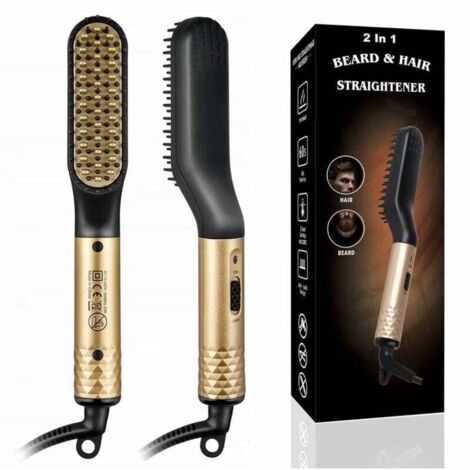 Mini peigne électrique pour barbe et cheveux pour hommes, lisseur pour barbe et cheveux