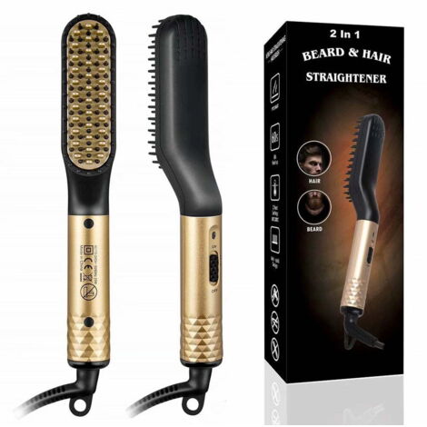 Mini peigne électrique pour barbe et cheveux pour hommes, lisseur pour barbe et cheveux