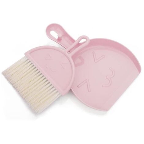 Mini Pelle à poussière et Brosse, Petit Balai et Pelle à poussière Ensemble de Brosse Table Portable avec Balai à Poils Doux (Rose)