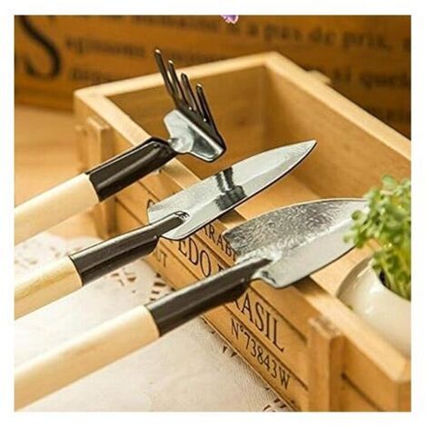 Mini pelle en fer pour plantation de sol meuble, ensemble d'outils de jardinage en trois pièces