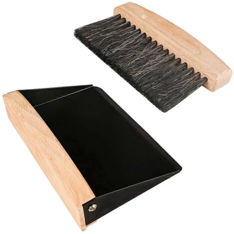 Mini pelle et balayette en bois noir pour bureau