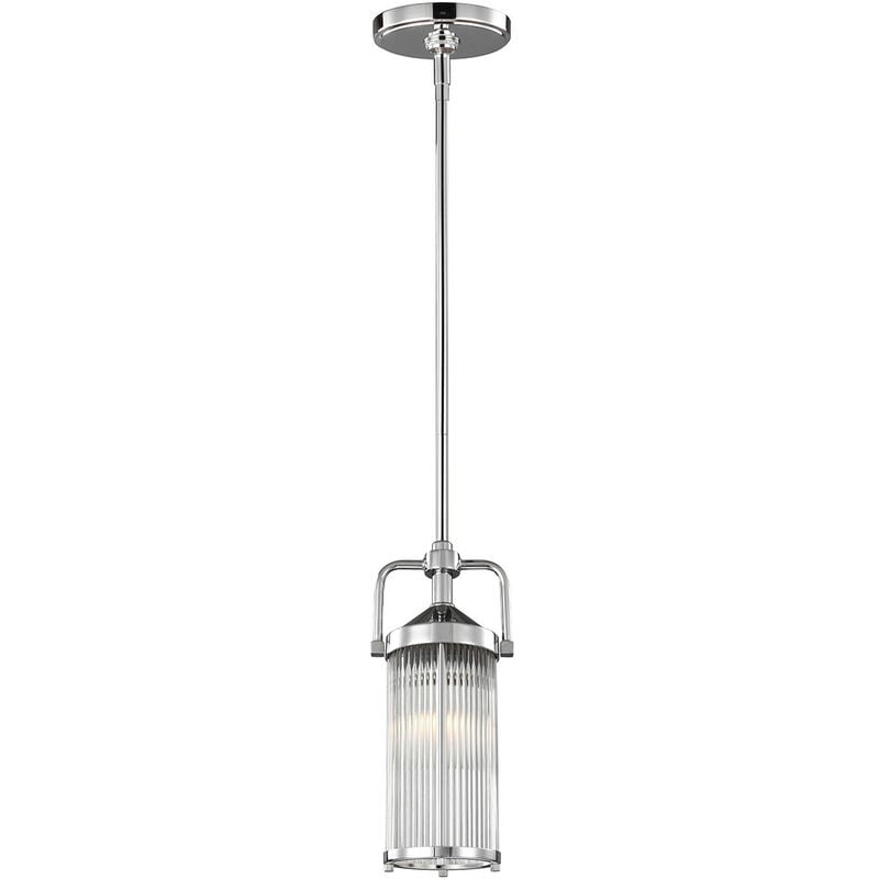 Paulson - 1 Light Mini Ceiling Pendant Light Chrome IP44, G9 - Elstead