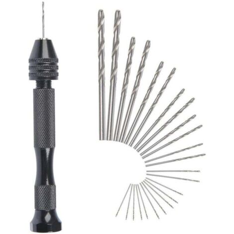 Mini perceuse à main, forets hélicoïdaux + 25 mini forets hélicoïdaux sans fil, mandrin de perceuse à main en aluminium, outil rotatif, forets hélicoïdaux réglables, outils de pyrogravure, emporte-piè