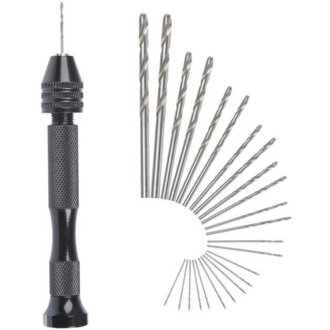 MIni perceuse à main Twist Drill Bits +25 micro forets fil en Aluminium Pin Vise Outils Rotatifs forets adjustable Pyrogravure