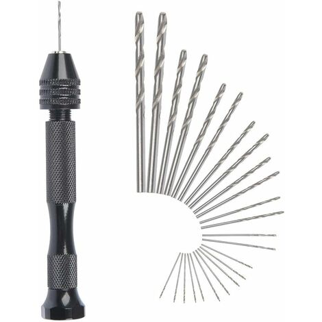 MIni perceuse à main Twist Drill Bits +25 micro forets hélicoïdaux sans fil en Aluminium Pin Vise Outils Rotatifs forets hélicoïdaux adjustable Pyrogravure Maison plastique trou cuivre