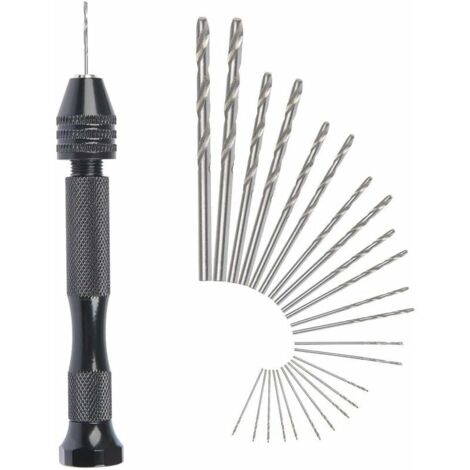 MIni perceuse à main Twist Drill Bits +25 micro forets hélicoïdaux sans fil en Aluminium Pin Vise Outils Rotatifs forets hélicoïdaux adjustable Pyrogravure Maison plastique trou cuivre