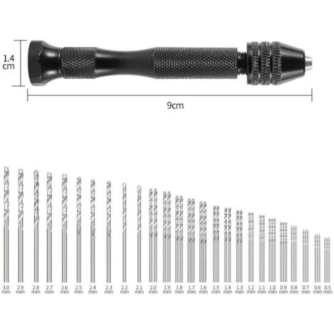 MIni perceuse à main Twist Drill Bits +48 micro forets hélicoïdaux sans fil en Aluminium Pin Vise Outils Rotatifs forets hélicoïdaux adjustable Pyrogravure Maison plastique trou cuivre