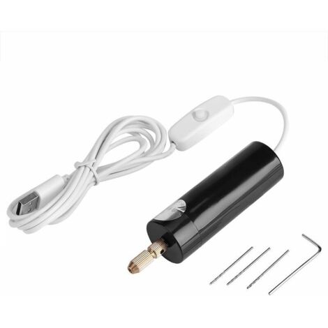 Mini perceuse électrique portable - Micro USB - Petit mandrin - Outils avec 3 embouts