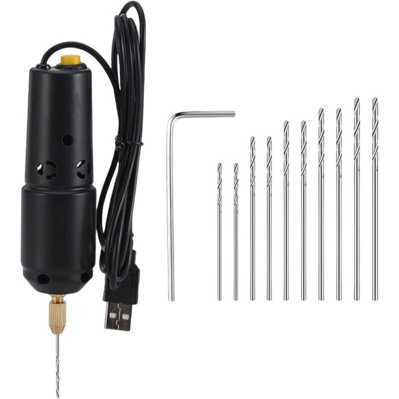Mini perceuse électrique portative, avec forets outils de bijoux graveur perceuse USB pour bois résine époxy artisanat bricolage bois artisanat, Sans