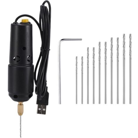 Mini perceuse électrique portative, avec forets outils de bijoux graveur perceuse USB pour bois résine époxy artisanat bricolage bois artisanat(0,8-1,2mm)