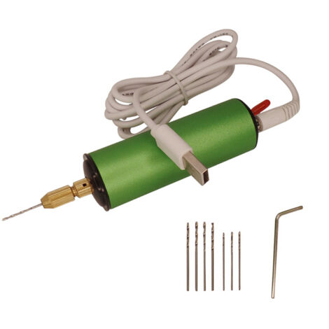 Mini perceuse électrique réglable de 0,8 à 1,2 mm avec 8 forets de 0,8 mm et 1,1 mm pour bijoux, produits en aluminium, porte-clés en bois, fabrication de moules en résine Vert