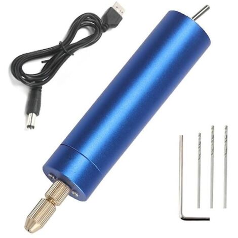 Mini perceuse électrique USB DC 5V perceuse à main électrique Kit de forets portatifs (bleu)