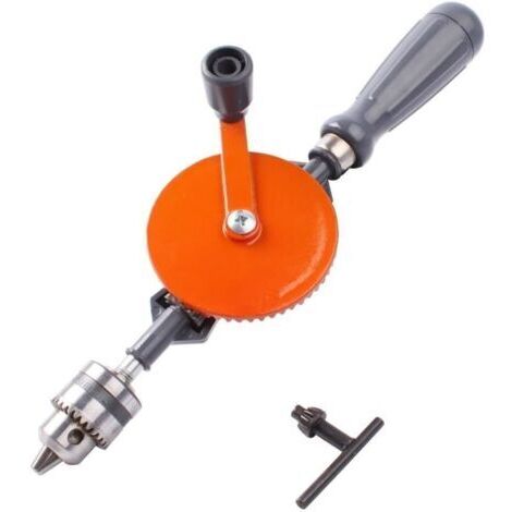 Mini perceuse manuelle 1/4" avec double pignon - Mandrin de serrage à 3 mâchoires