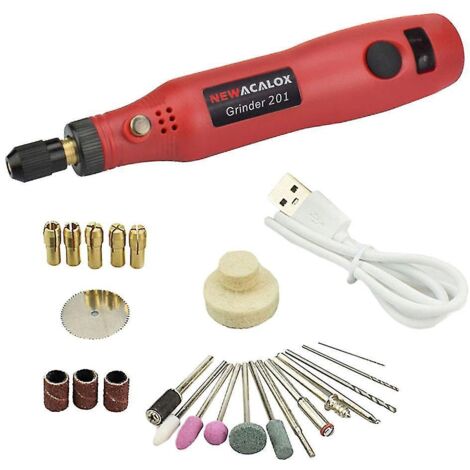 Mini perceuse-meuleuse 10 W pour loisirs créatifs, modélisme, polissage et perçage - Rouge