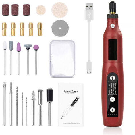 Mini Perceuse Outils Rotatifs LED Mini Perceuse Électrique sans Fil USB Rechargeable pour DIY, Polissage, Coupe