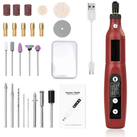 Mini Perceuse Outils Rotatifs LED  Mini Perceuse Électrique sans Fil USB Rechargeable pour DIY, Polissage, Coupe