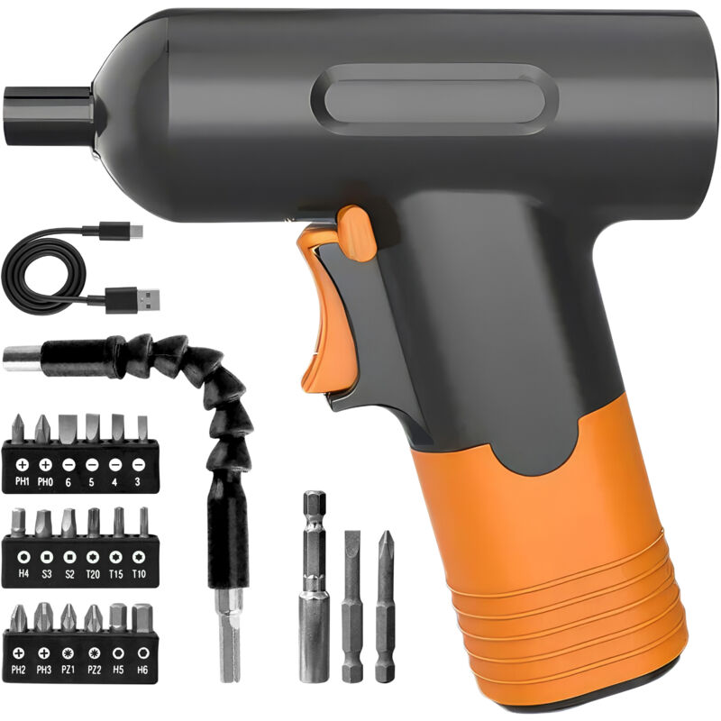 Mini Perceuse Visseuse Rechargeable 3,7V avec Kit de Mini Embouts pour Tournevis
