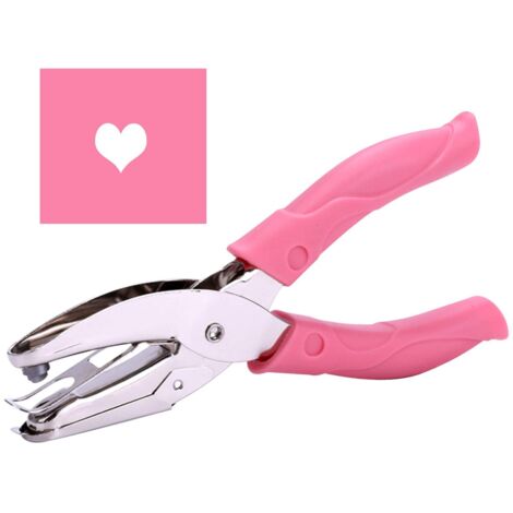 Mini perforatrice en forme de petit cœur de 6,35 mm avec poignée souple rose pour loisirs créatifs, étiquettes, vêtements, tickets, scrapbooking (cœur 6,35 mm)