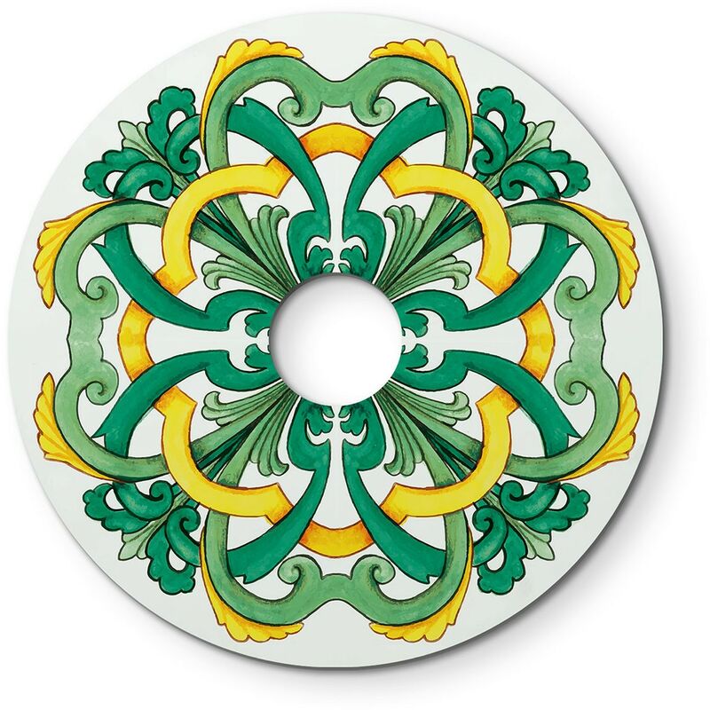Image of Mini piatto Ellepì 'Maioliche' per lampade a sospensione, a parete e catenaria, diametro 24 cm - Made in Italy Maiolica Giallo - Verde - Maiolica