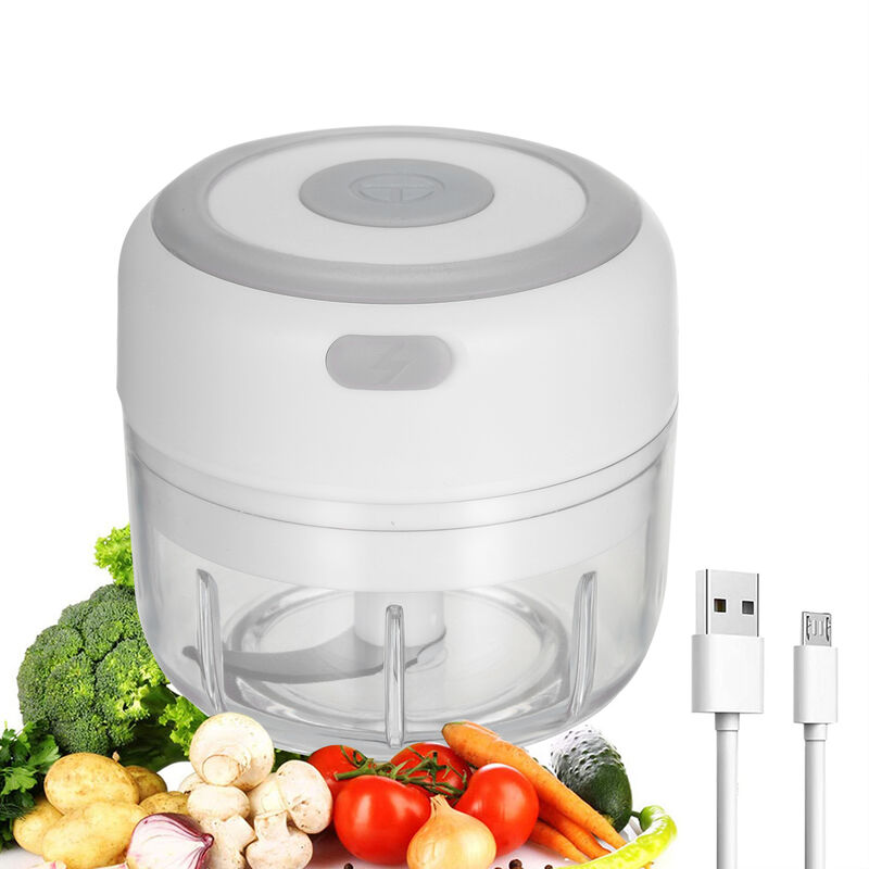 

Mini picadora de ajo electrica, cortadora de alimentos, 100 ml, recargable por USB,blanco
