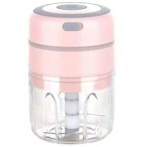 Mini picadora de cebolla eléctrica, XU, batidora multiusos de cocina, recargable por USB para verduras, frutas y carne (rosa), 8,5 x 8,5 x 13 cm - KZQ