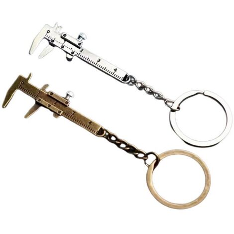 Mini Pied à Coulisse en Alliage Zinc 2 Pièces pour Mesure Pratique et Pendentif Porte-Clés