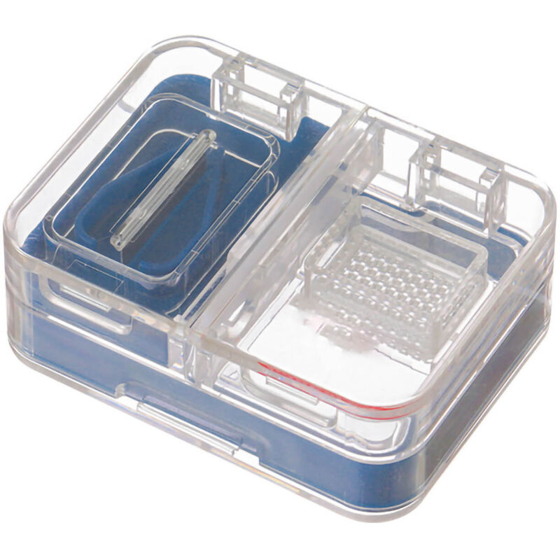 Image of Mini-Pillendose, Tablettenteiler und -zerkleinerer, blau versiegelte Medikamentenbox