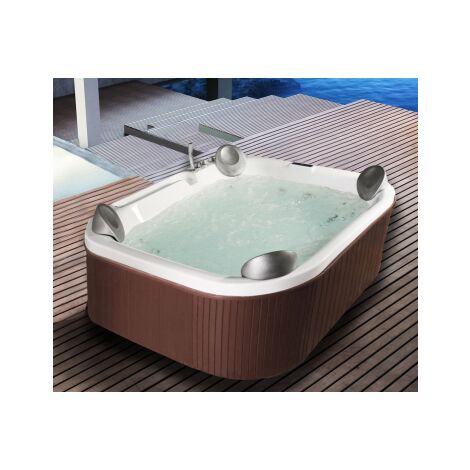 Mini piscina idromassaggio da esterno rettangolare airpool e idro, cromoterapia, radio 210x170x80cm Sicorage Tesym